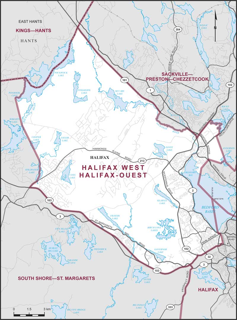 Map of Halifax-Ouest – Limites actuelles.