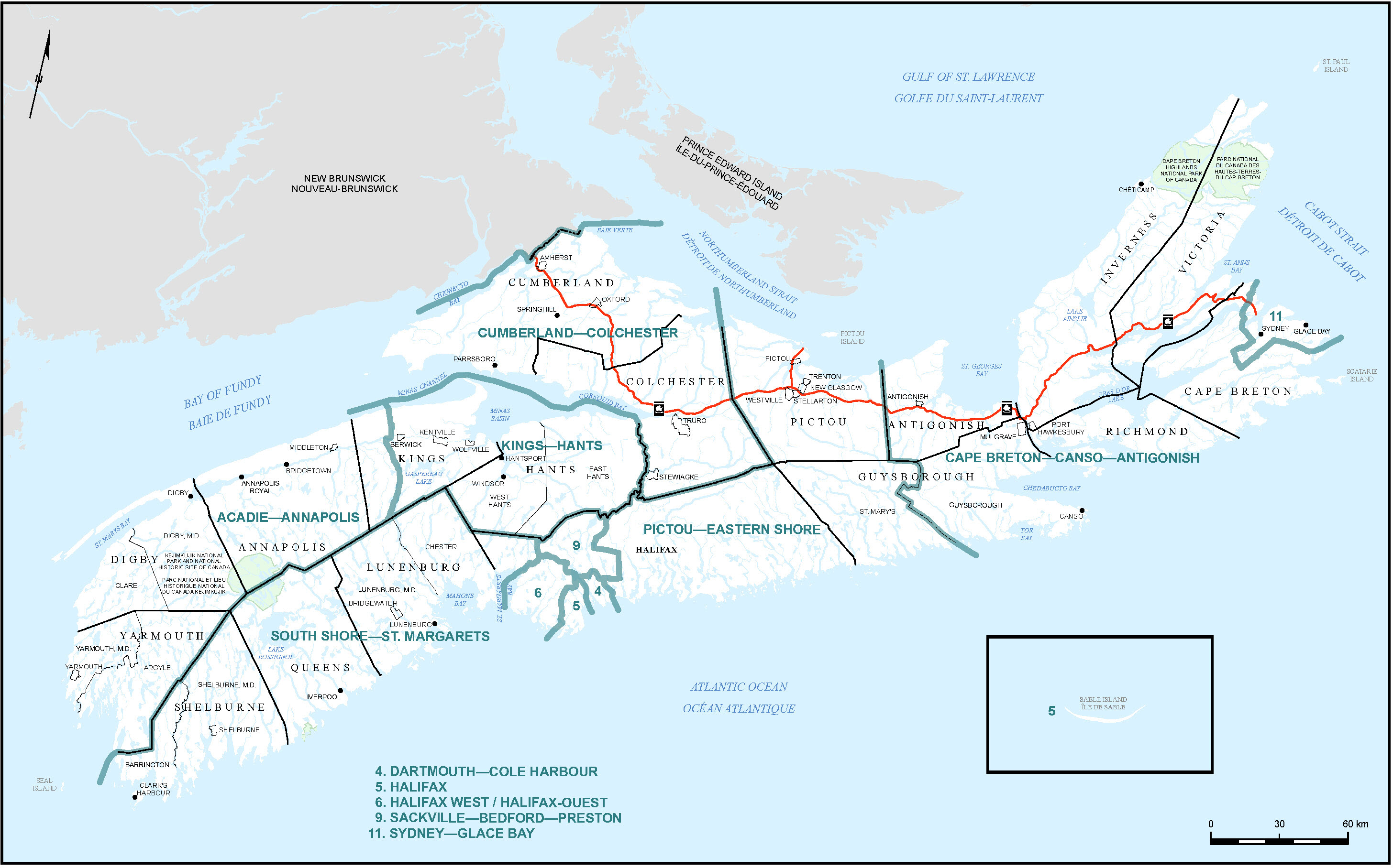 Map of Nova Scotia (Map 1)