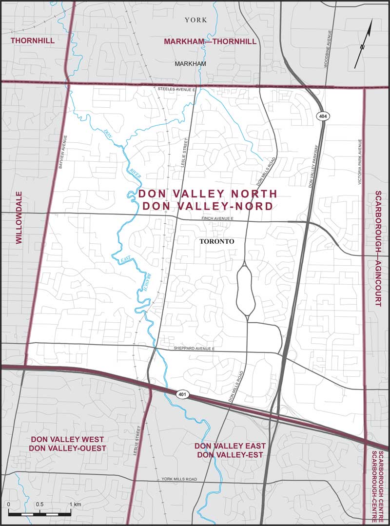 Map of Don Valley-Nord – Limites actuelles.