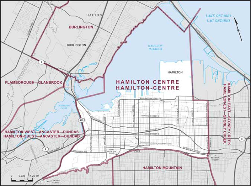 Map of Hamilton-Centre – Limites actuelles.