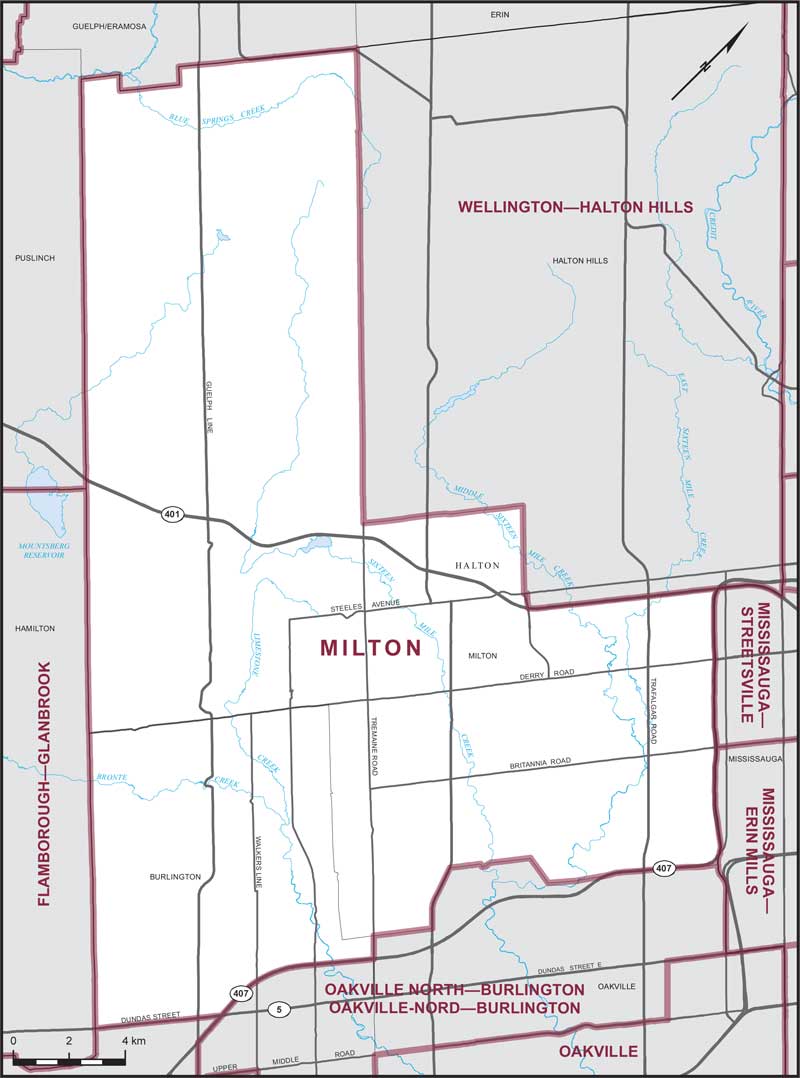 Map of Milton – Existing boundaries.