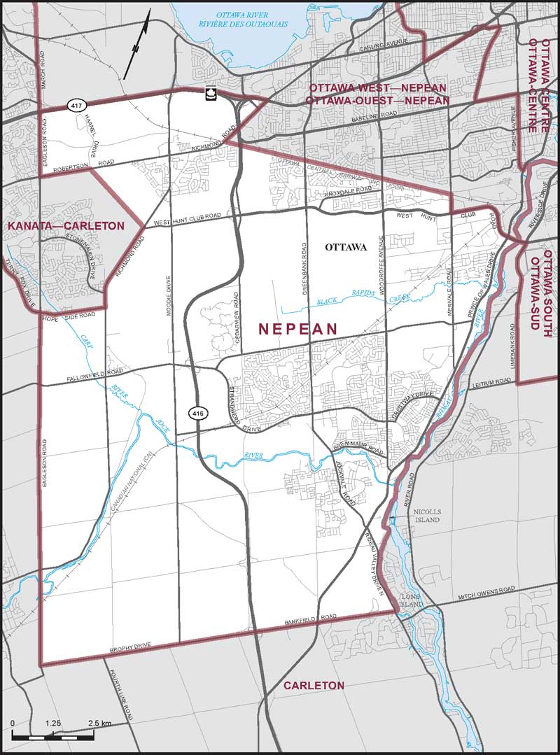 Map of Nepean – Limites actuelles.