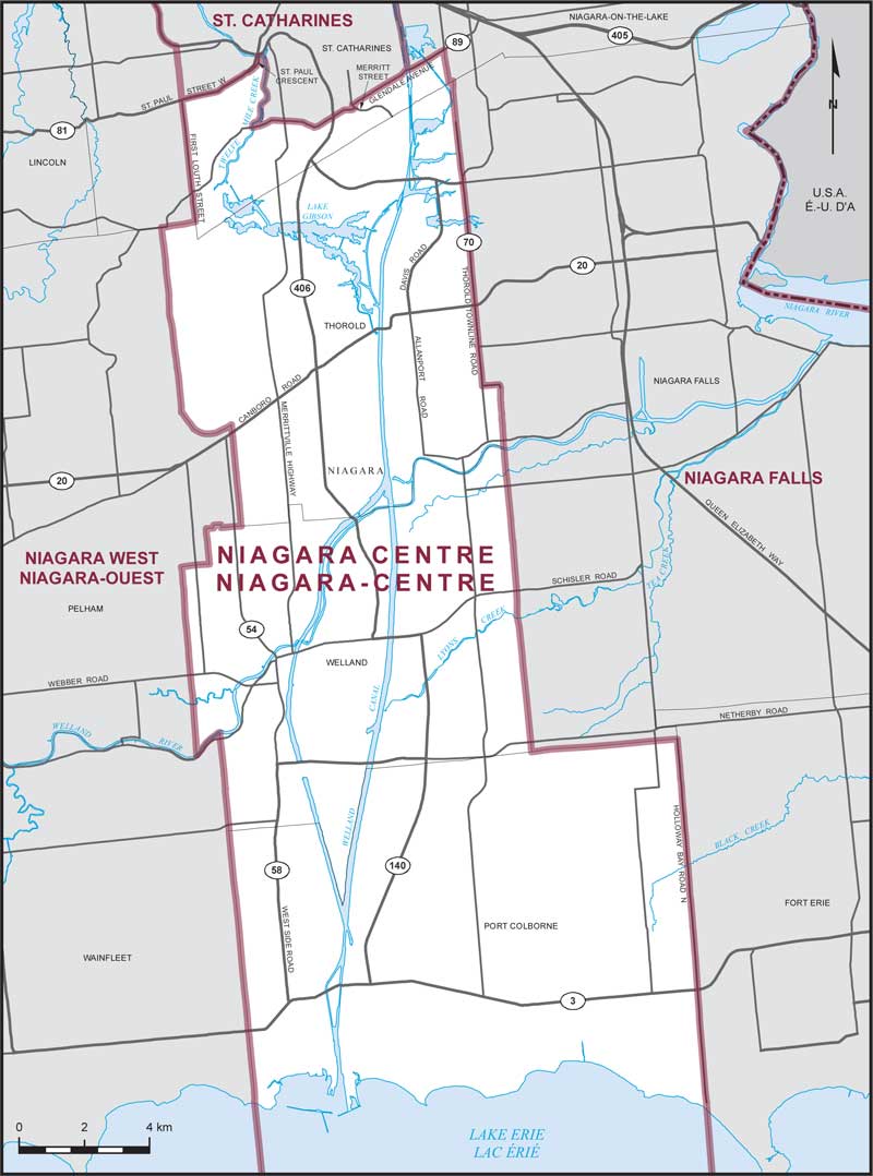 Map of Niagara Centre – Existing boundaries.
