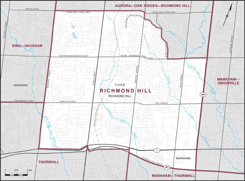 Map of Richmond Hill – Limites actuelles.