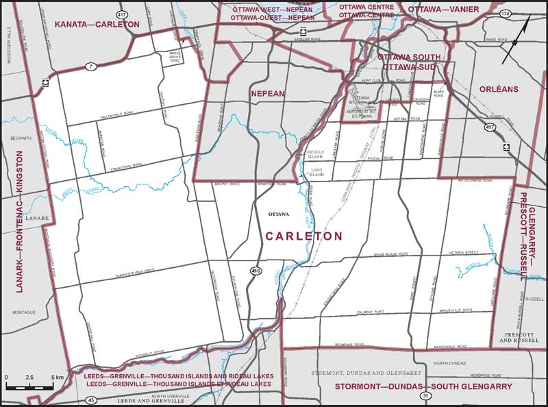 Map of Carleton – Limites actuelles.