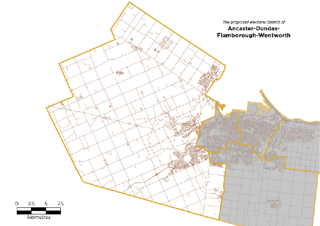 Figure 5: Proposed electoral district of Ancaster-Dundas-Flamborough-Wentworth