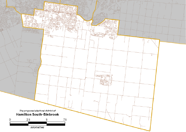 Figure 7: Proposed electoral district of Hamilton South-Binbrook