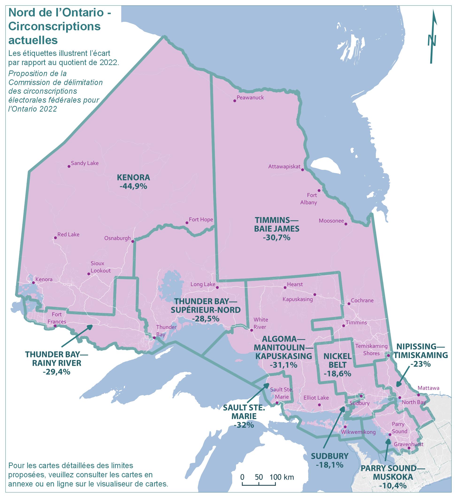 Nord de l'Ontario – Circonscriptions actuelles