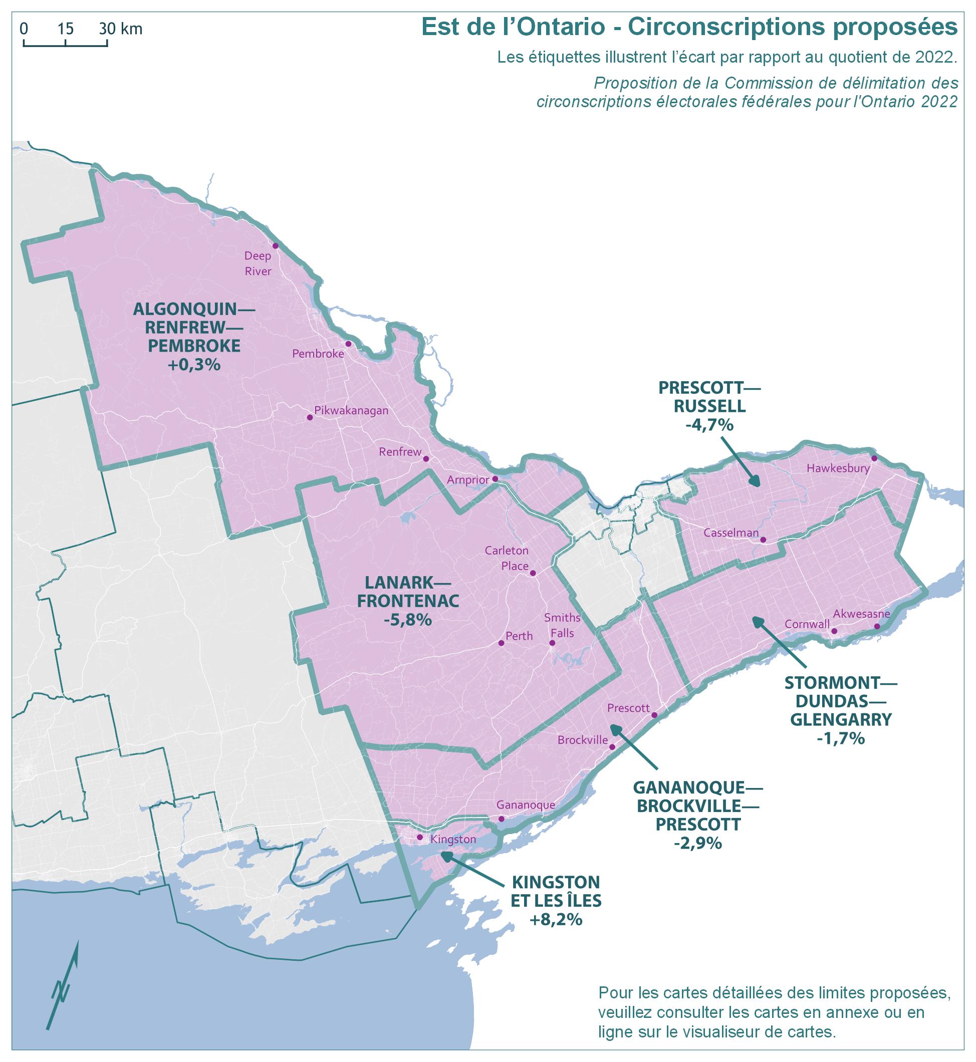 Est de l'Ontario – Circonscriptions proposées