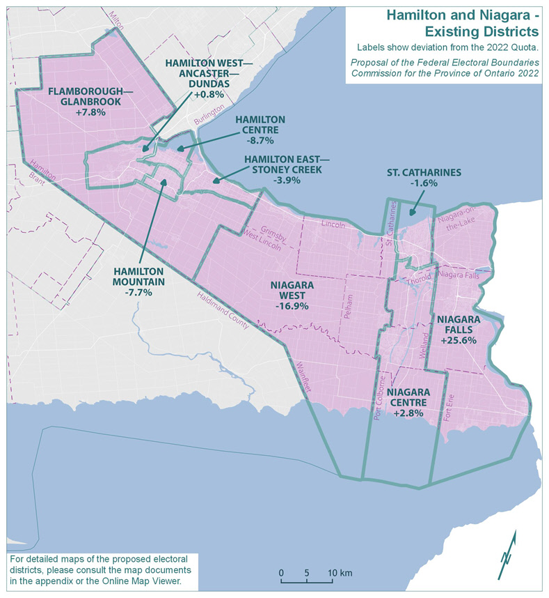 Hamilton and Niagara Existing Districts