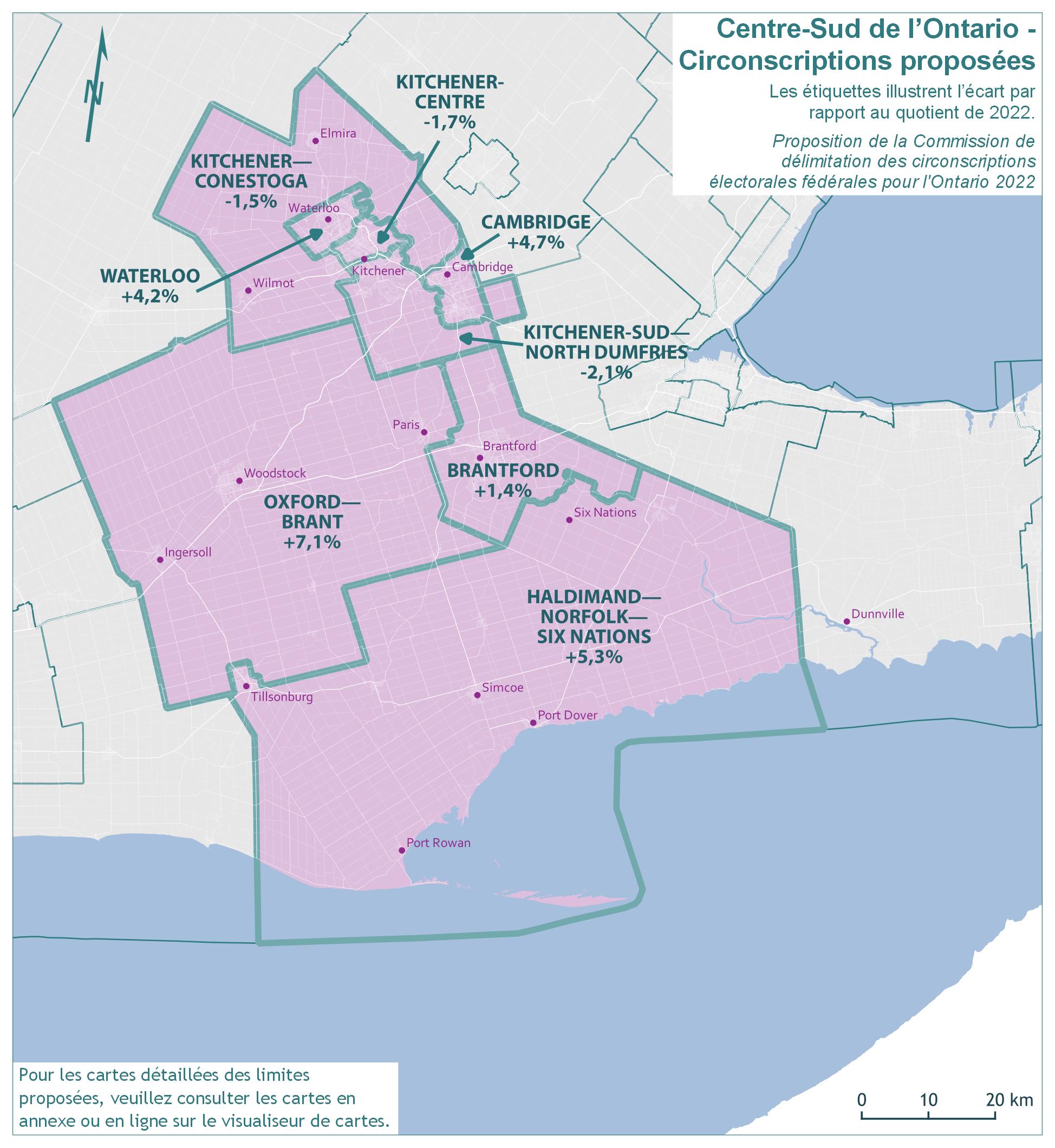 Centre-Sud de l'Ontario – Circonscriptions proposées