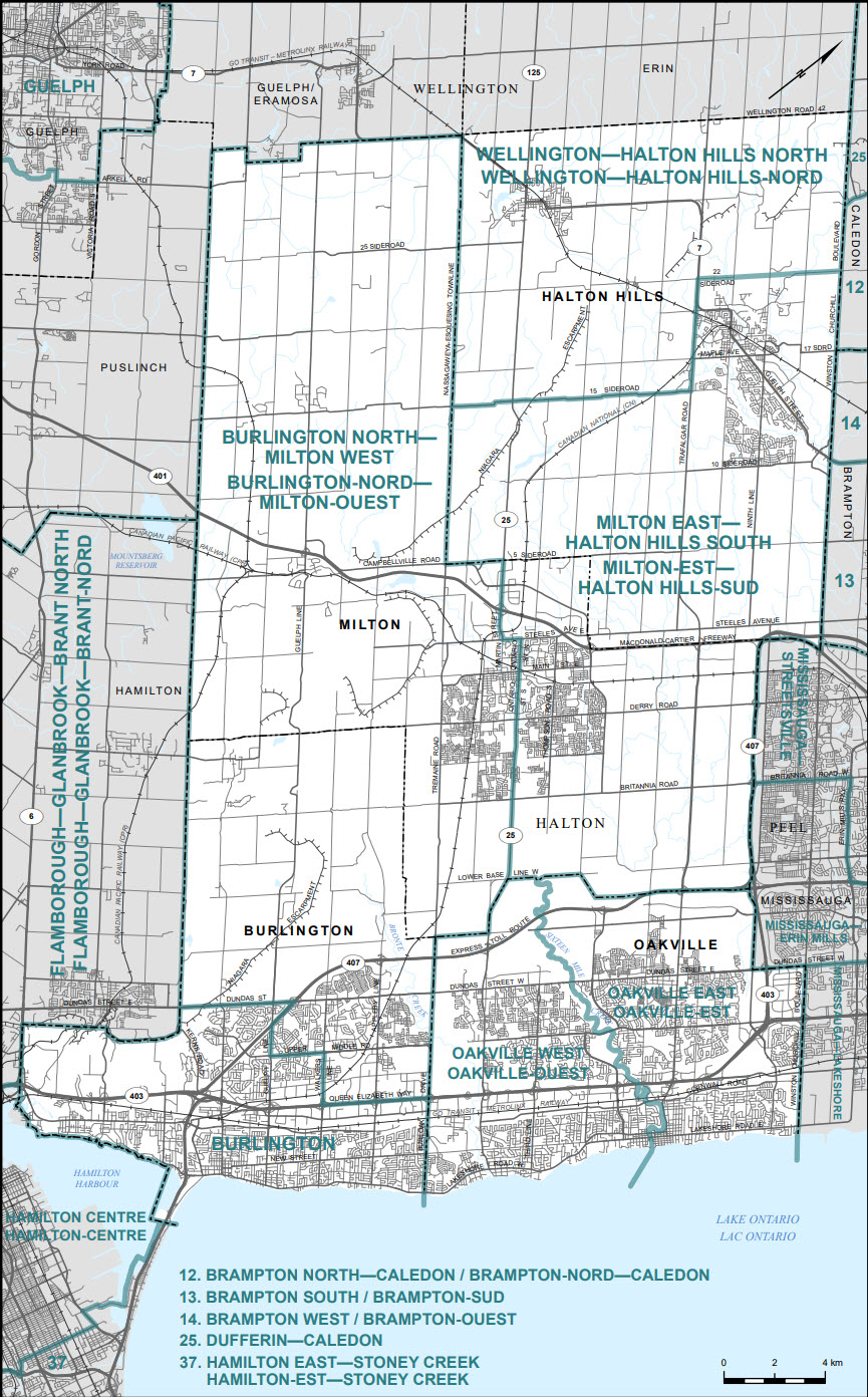 Carte de la municipalité régionale de Halton (carte 12)