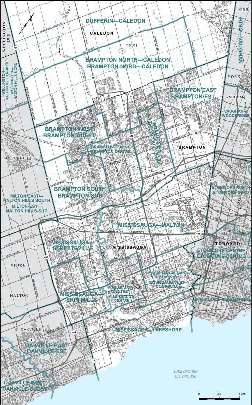 Carte de la municipalité régionale de Peel - partie (carte 21)