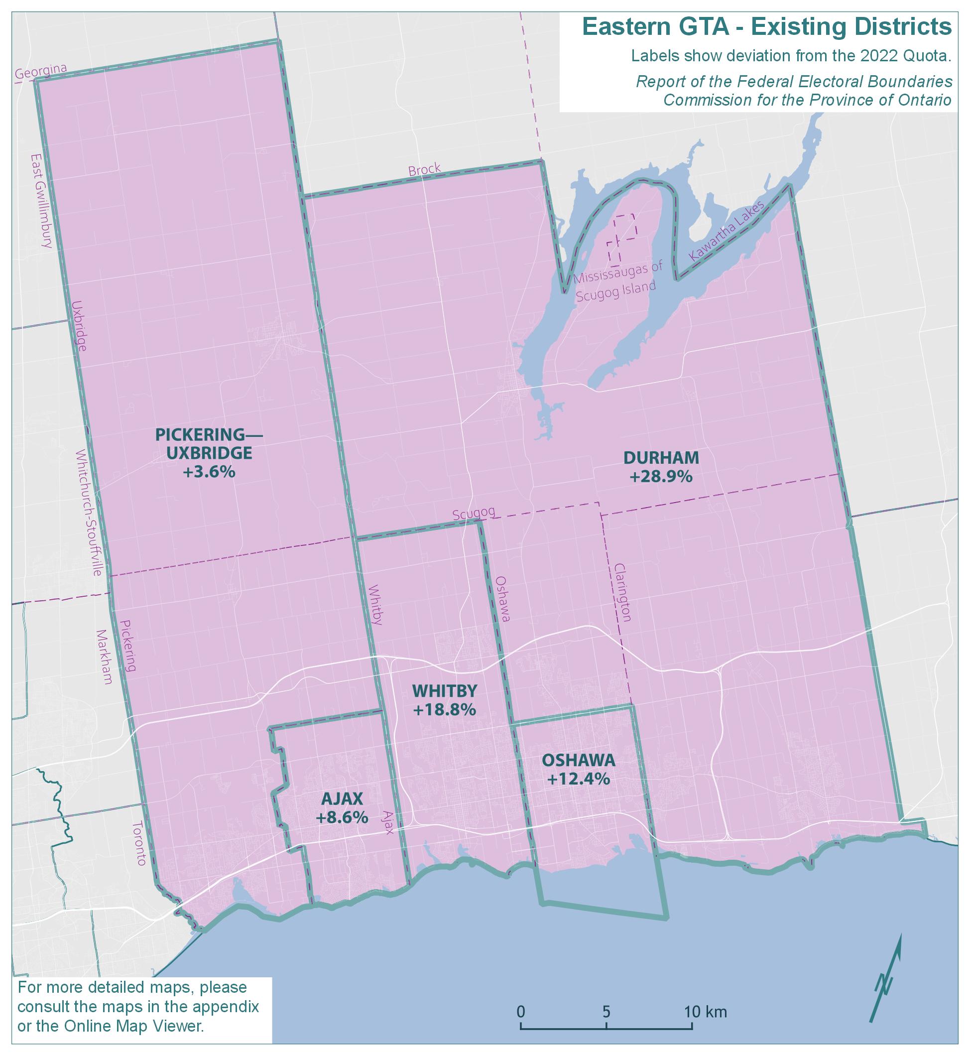 Eastern Greater Toronto Area (GTA) - Existing Districts