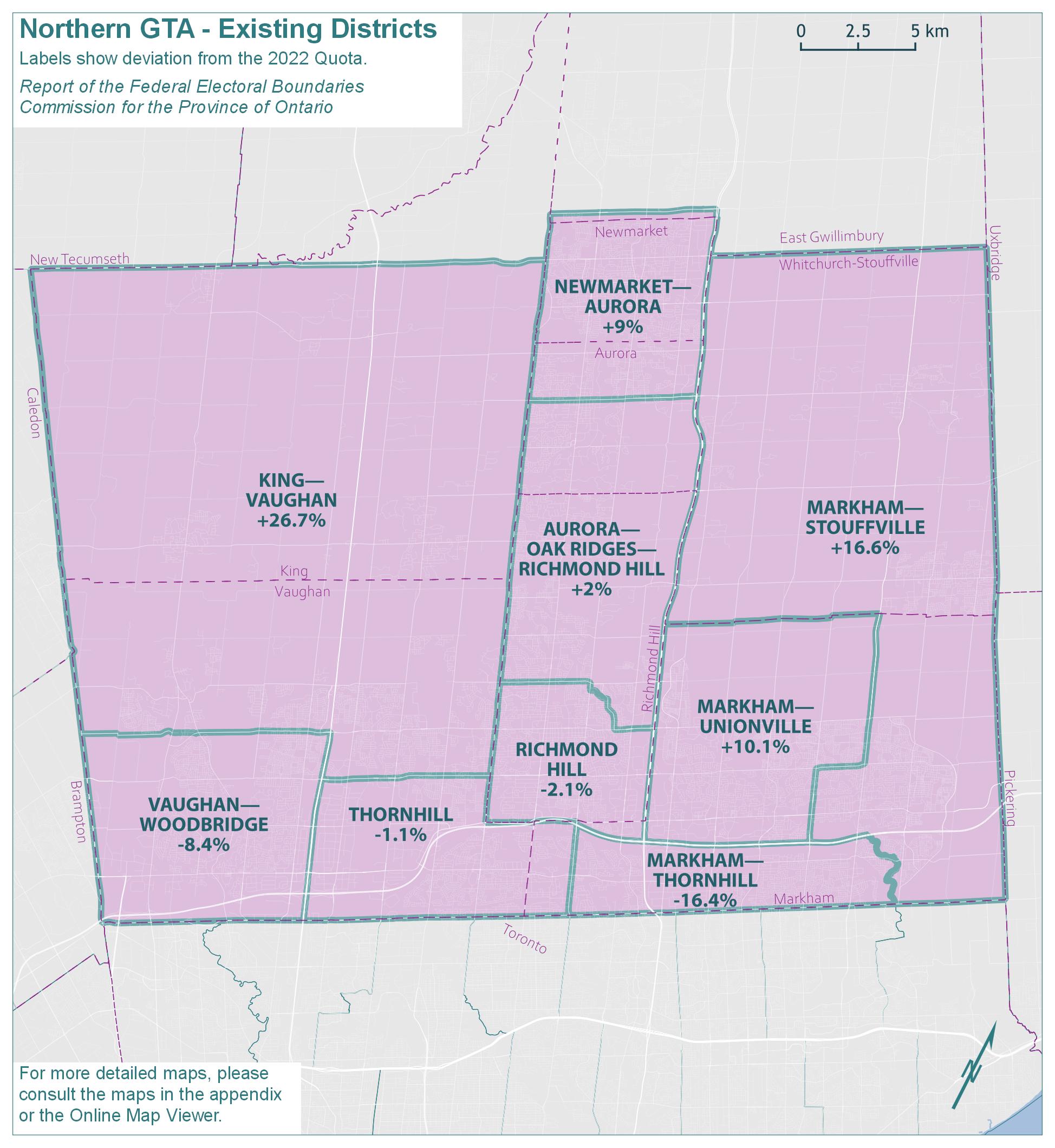 Northern Greater Toronto Area (GTA) - Existing Districts