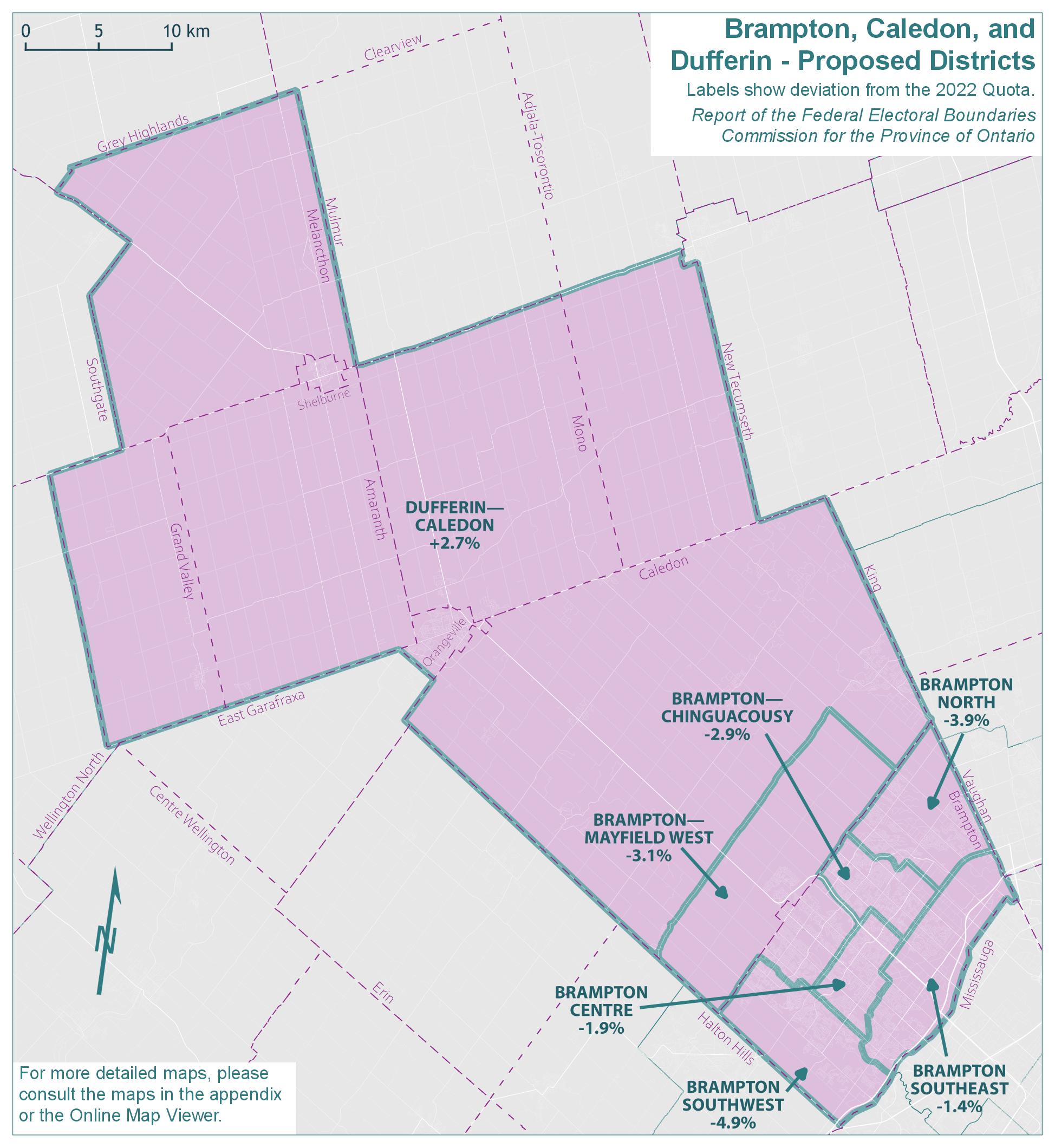 Brampton, Caledon, and Dufferin - Proposed Districts