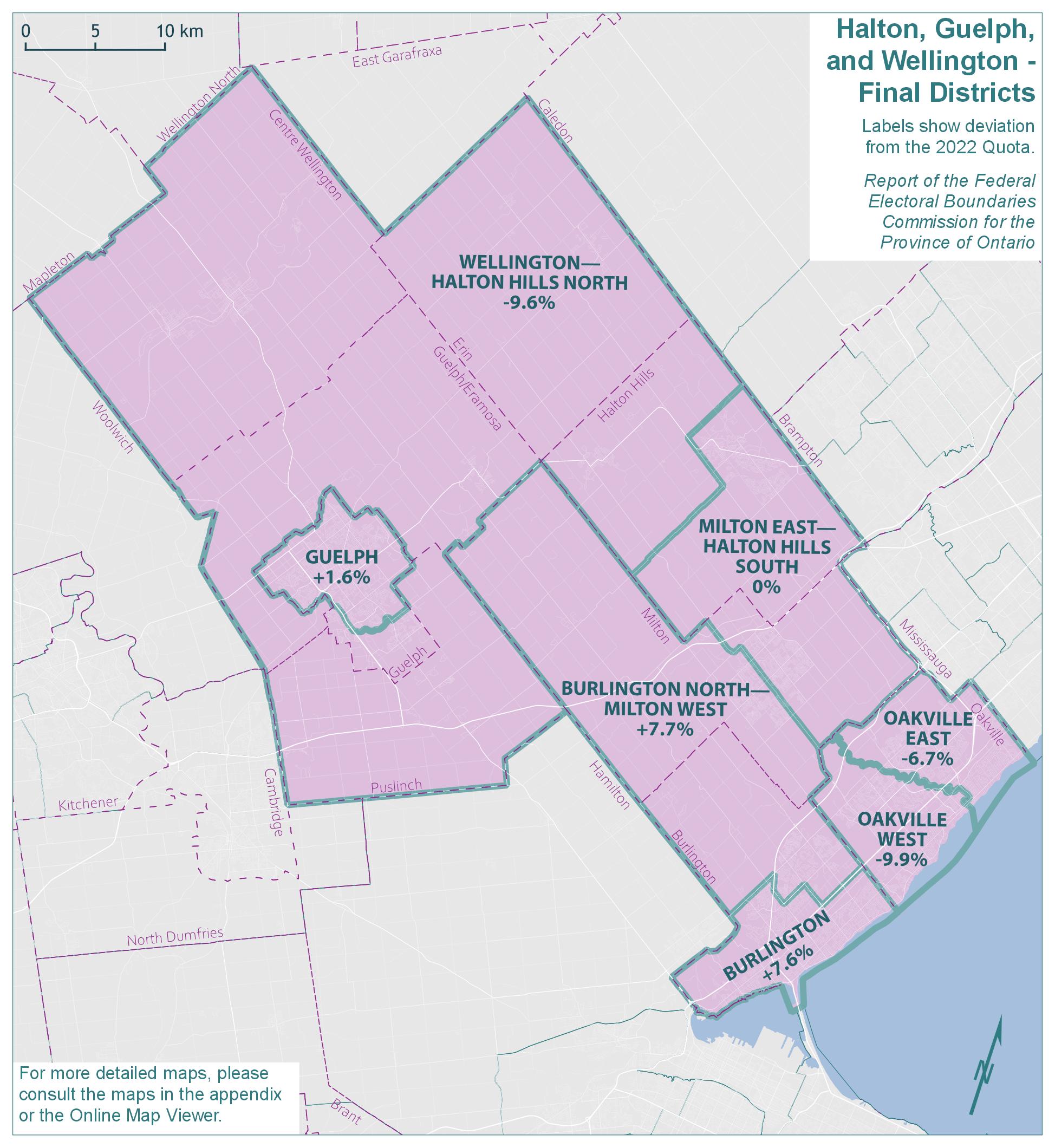 Halton, Guelph, and Wellington - Final Districts