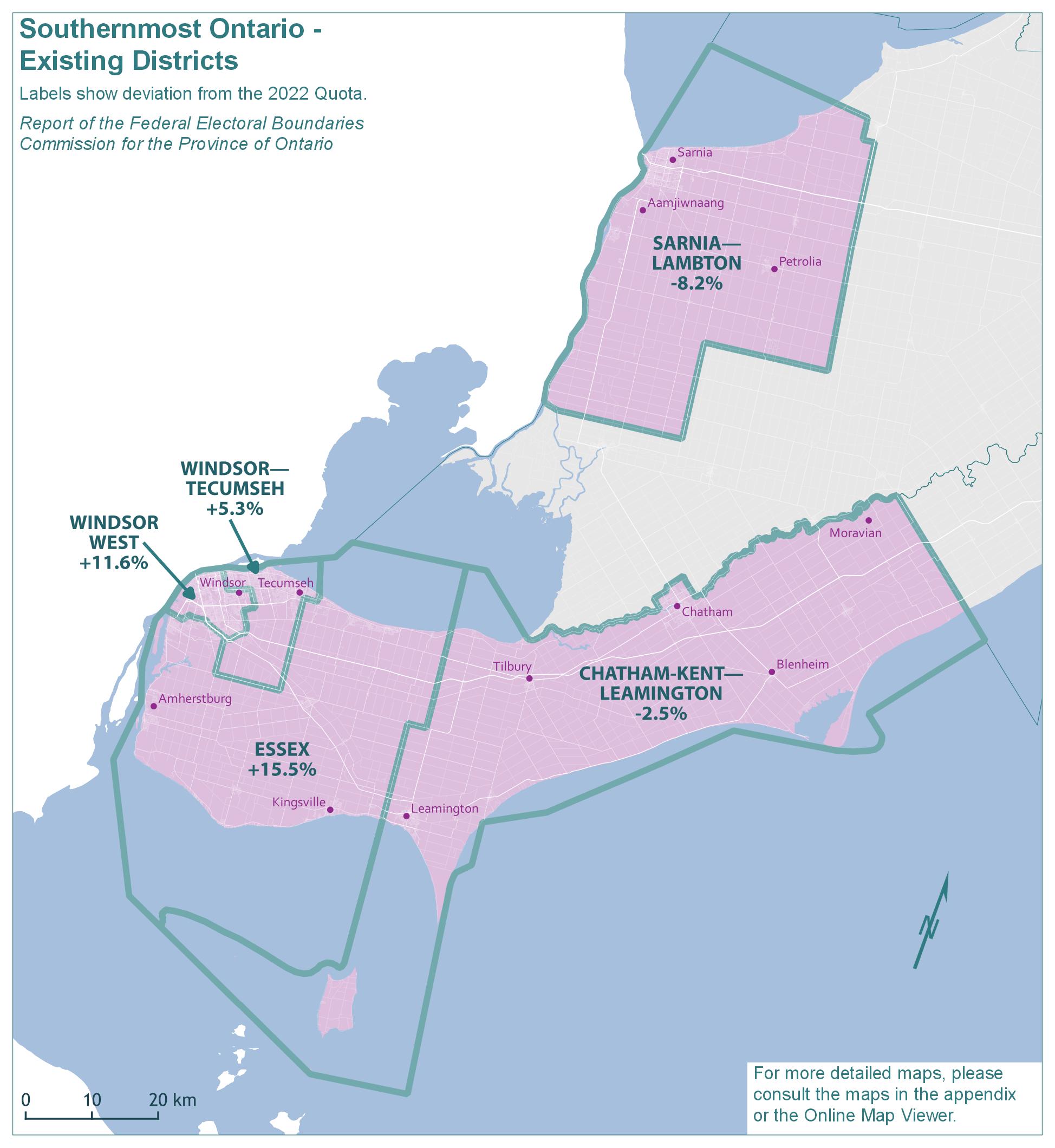 Southernmost Ontario - Existing Districts