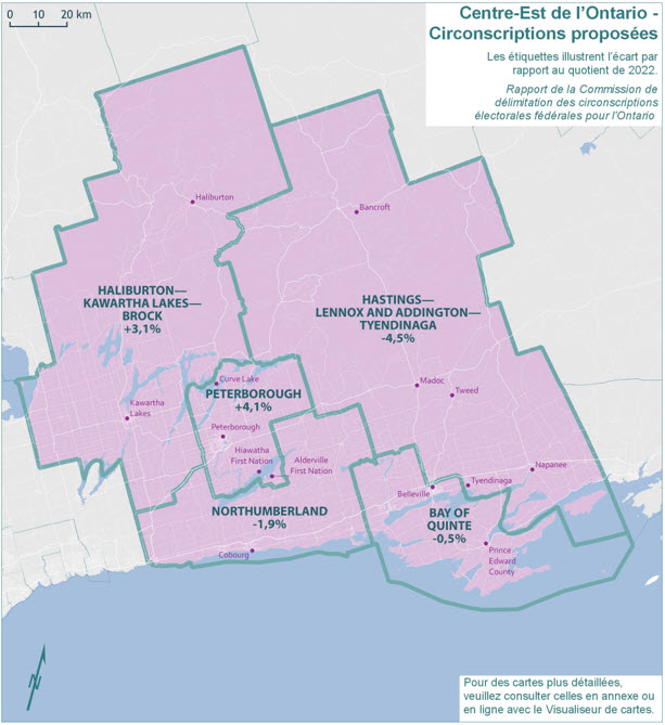 Centre-Est de l'Ontario - Circonscriptions proposées