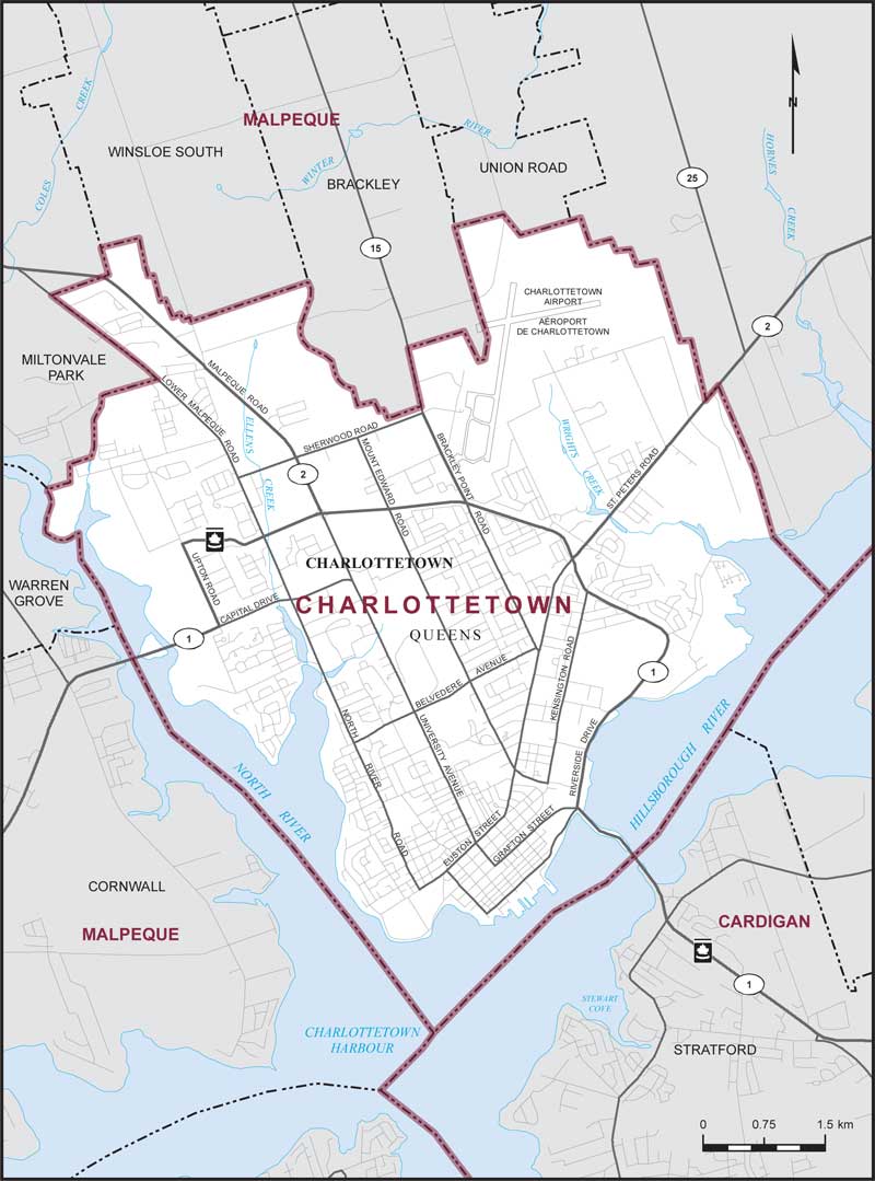 Map of Charlottetown – Existing boundaries.