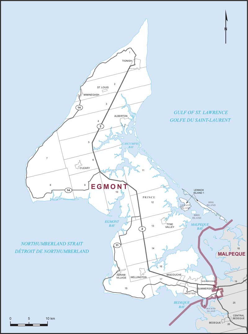 Map of Egmont – Existing boundaries.