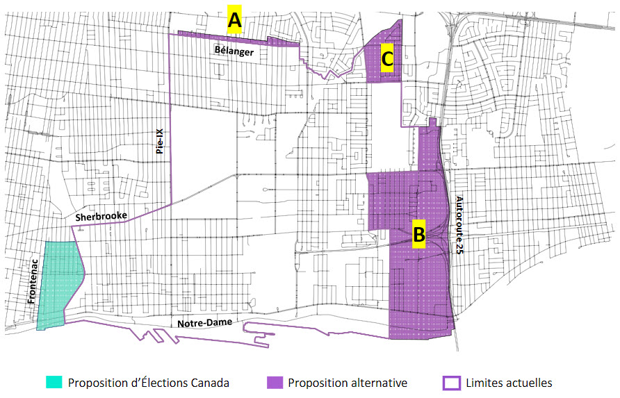 Carte 1 Expansions proposées pour la circonscription d'Hochelaga