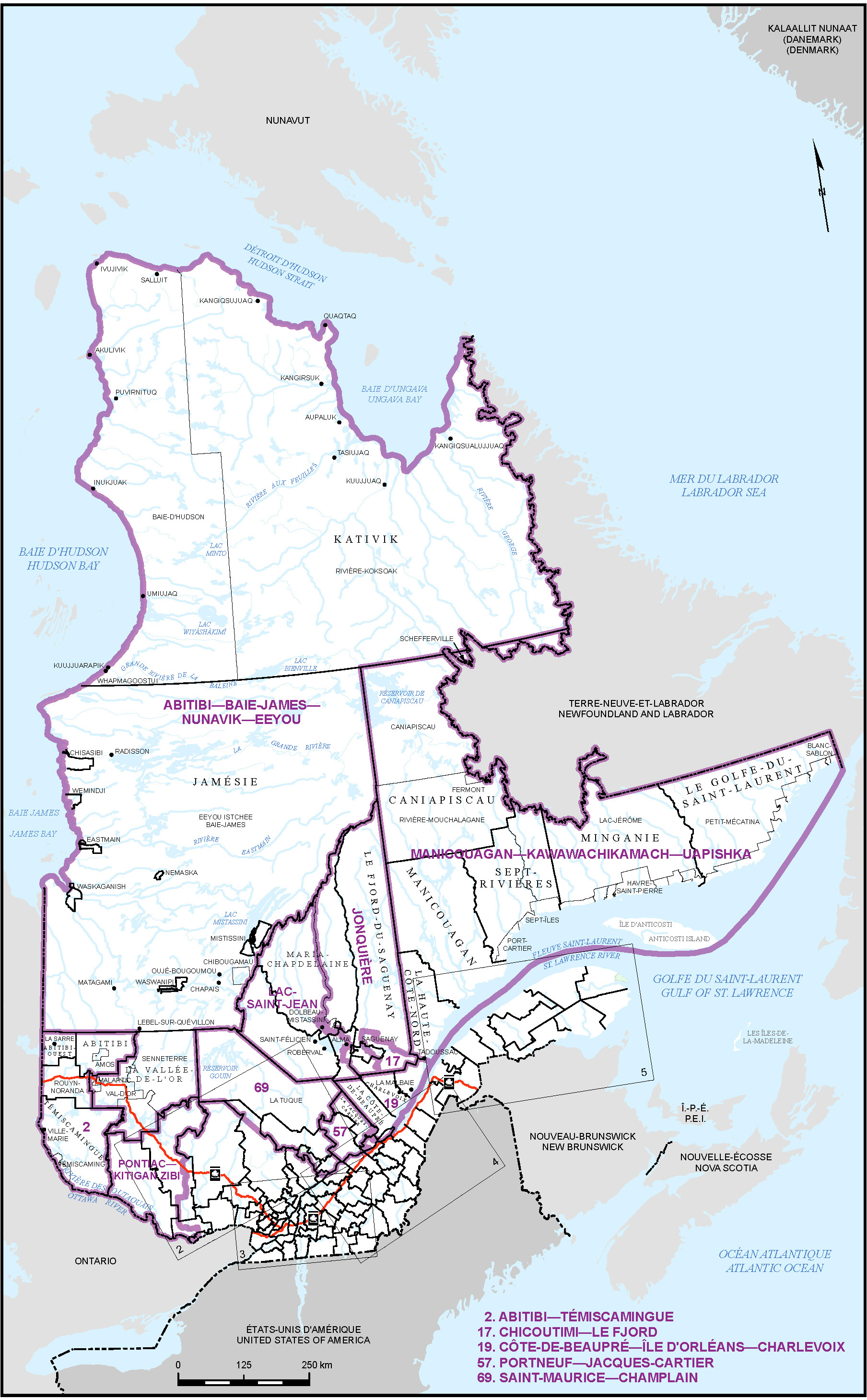 Map of province of Quebec (Map 1)