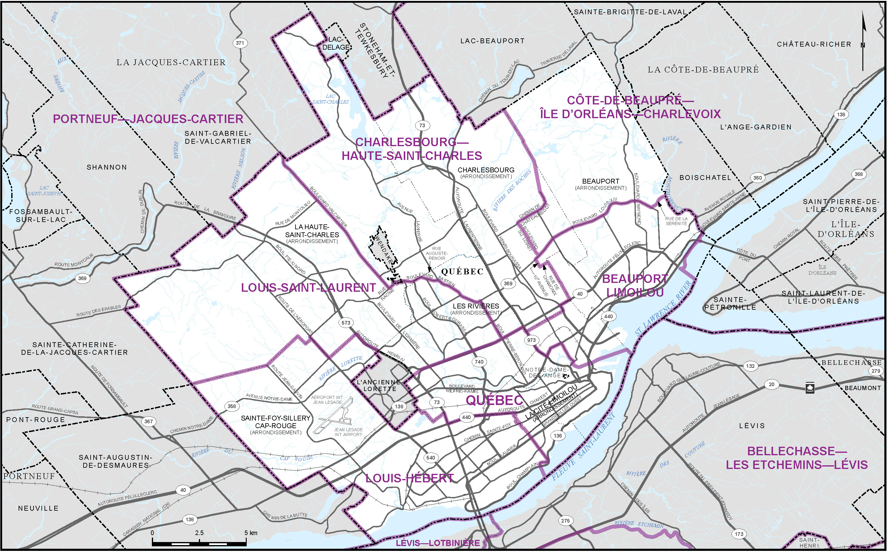 Carte de la ville de Québec