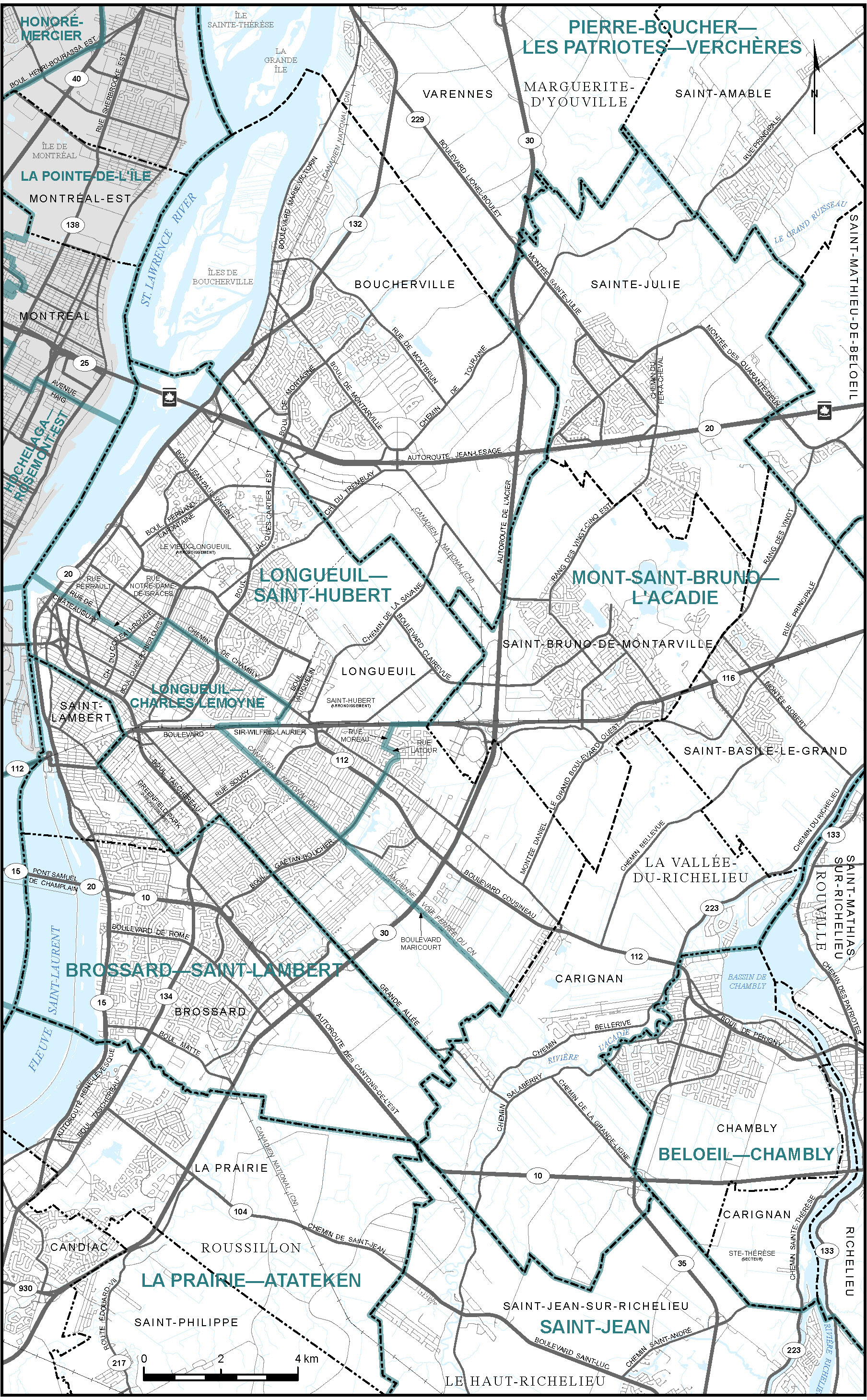 Carte de la ville de Longueuil et les environs (carte 13)