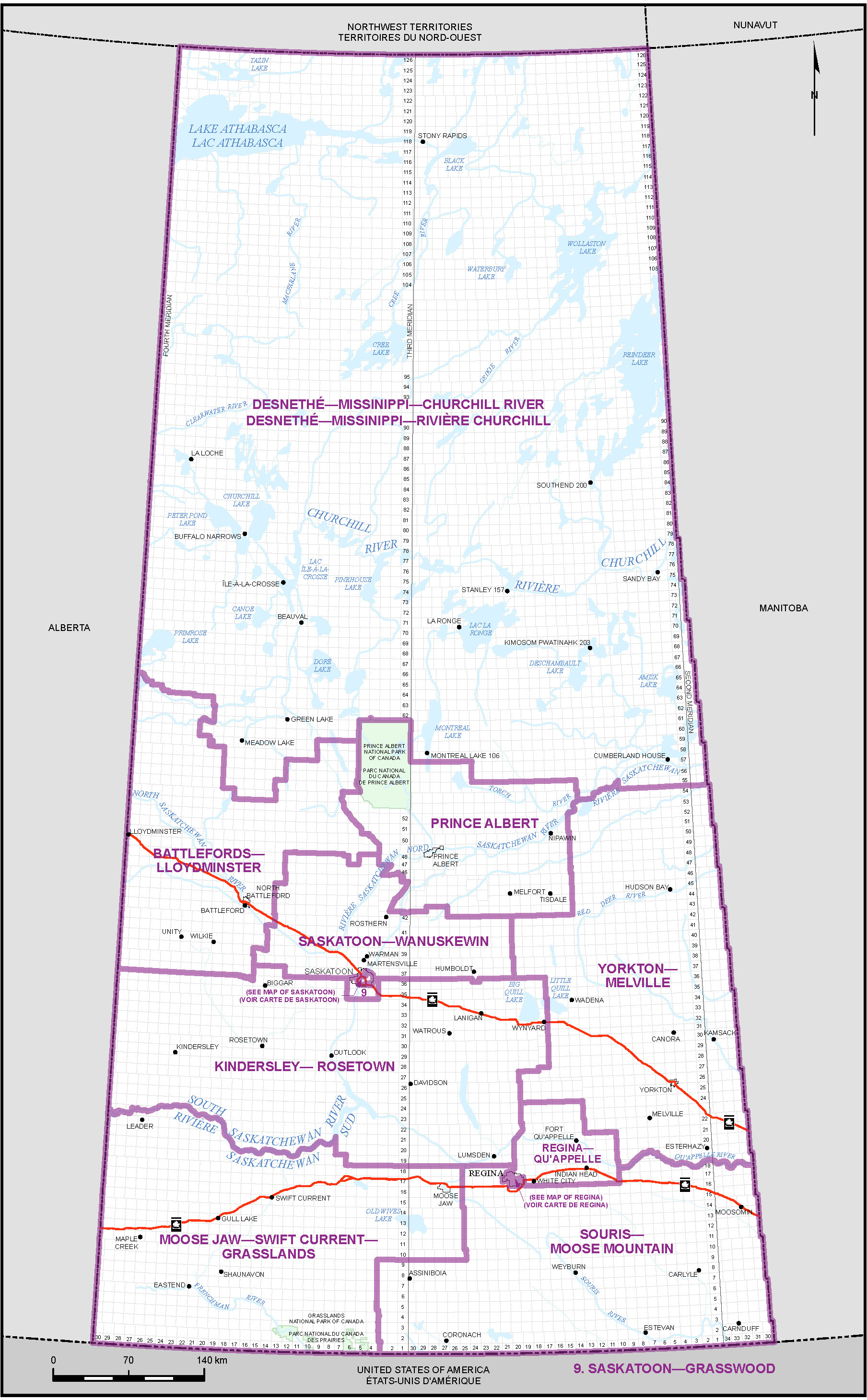 Carte de la Saskatchewan (carte 1)